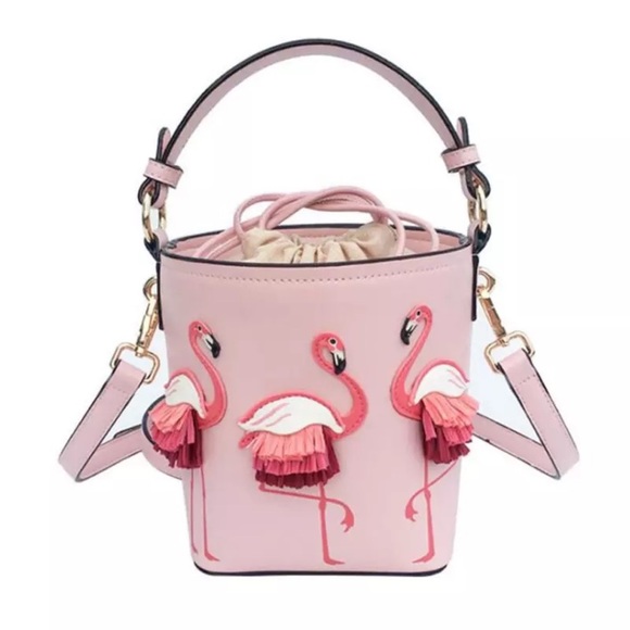 Handbags - Beautiful Pink Flamingo Crossbody Bucket Purse